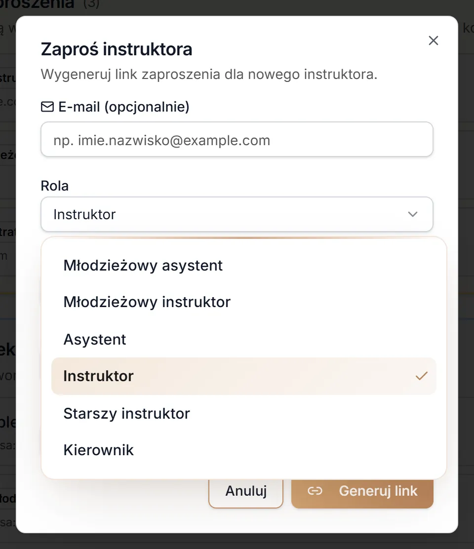 Role w zaproszeniu