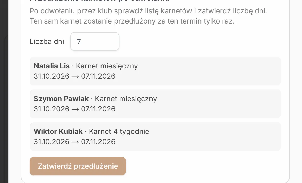 Podgląd przedłużenia o 7 dni