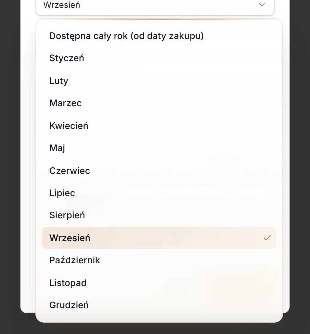 Miesiąc rozliczenia — lista wartości