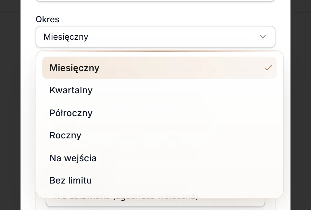 Okres — lista wartości