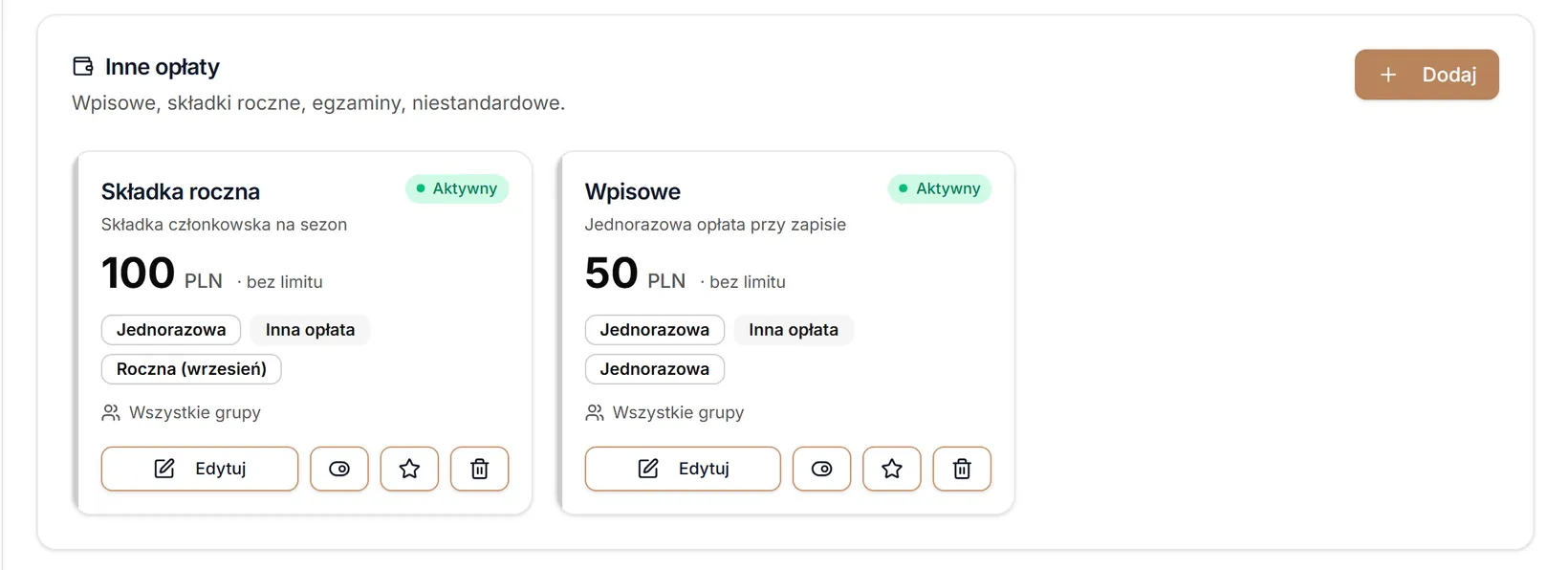 Filtr Opłaty pojedyncze