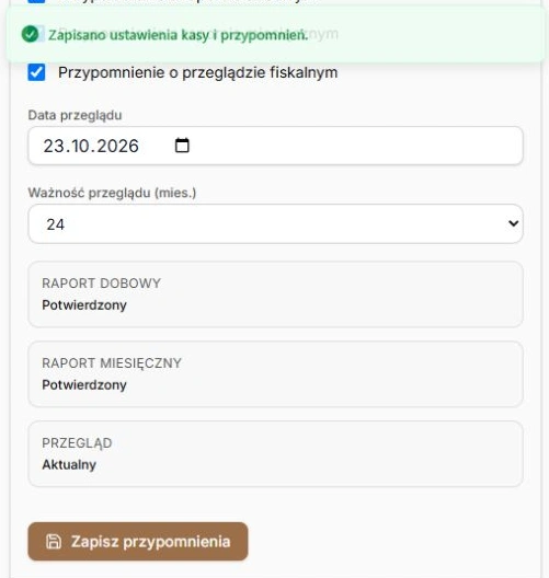 Zapis przypomnień — właściwy przycisk i potwierdzenie