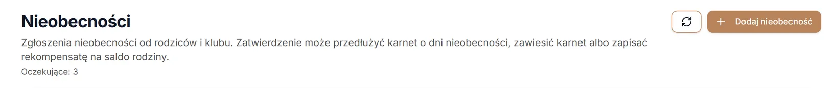 Nagłówek ekranu Nieobecności
