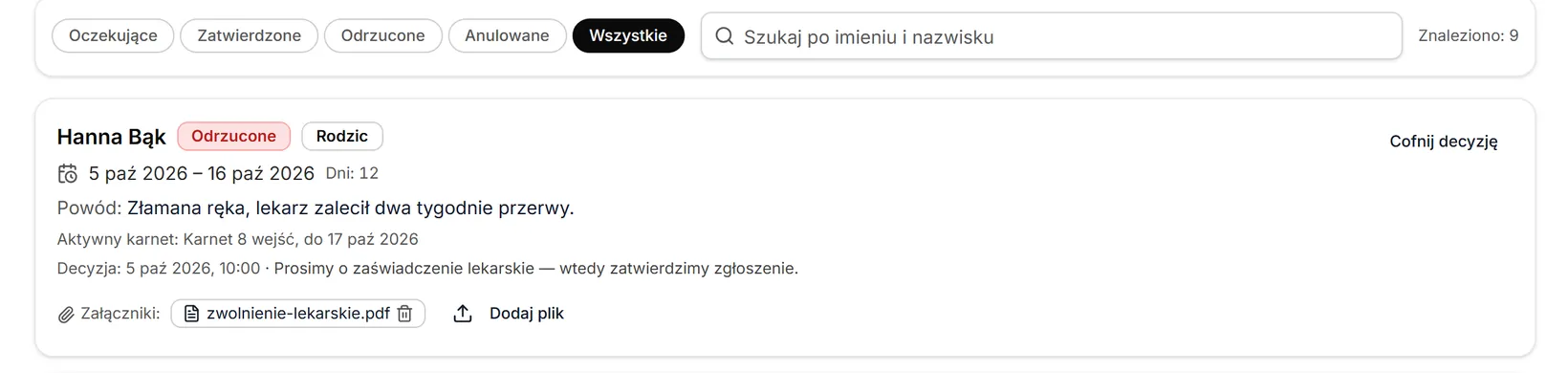 Wszystkie zgłoszenia