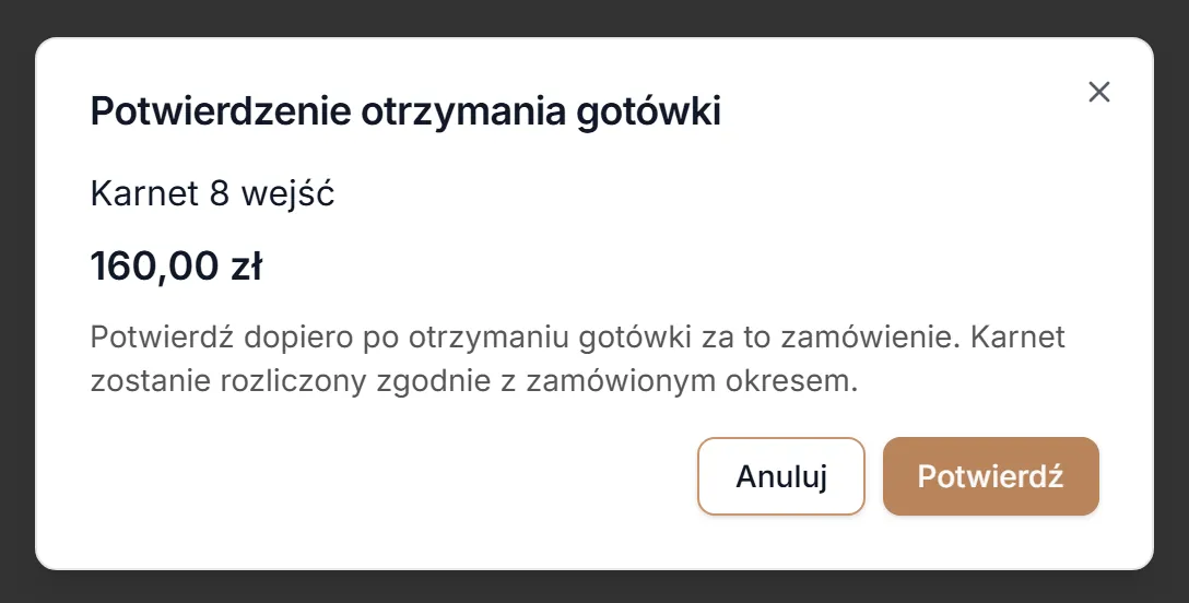 Potwierdzenie otrzymania gotówki