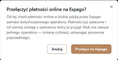 Potwierdzenie zmiany operatora płatności