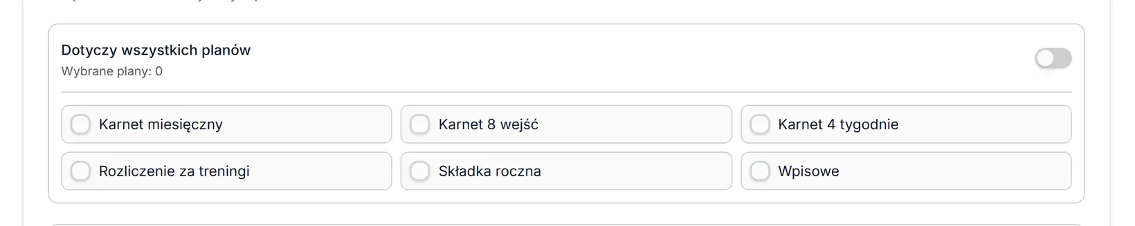 Reguła dopłat tylko dla wybranych planów