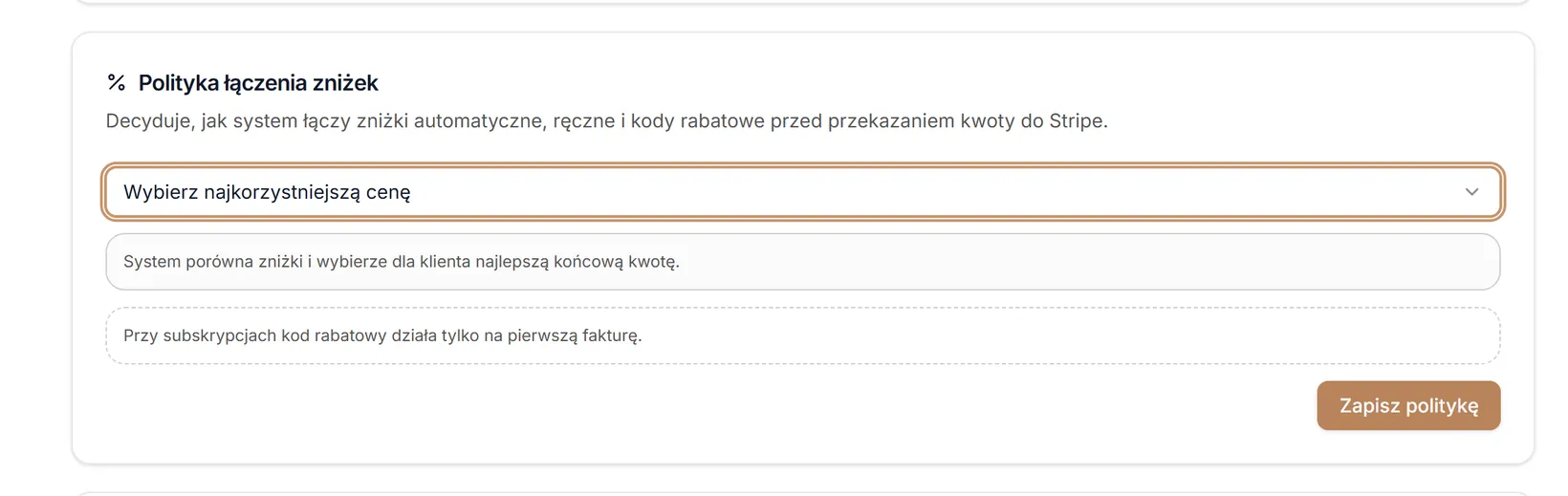 Polityka łączenia zniżek — najkorzystniejsza cena