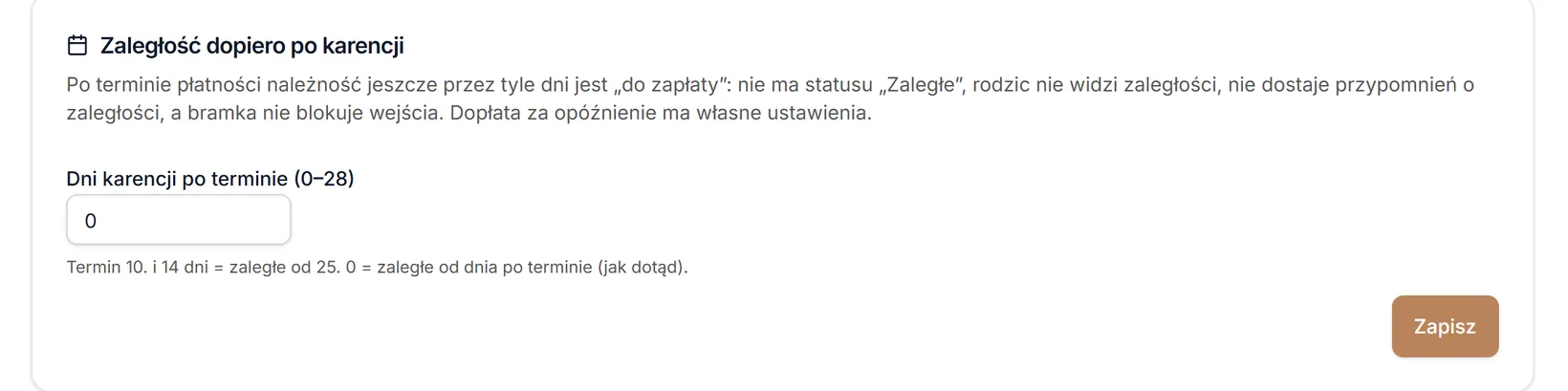 Zaległość dopiero po karencji