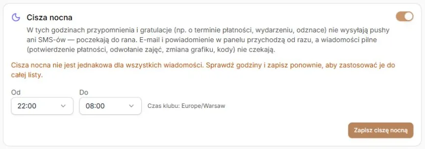 Niejednakowa cisza nocna — sprawdzenie i wspólny zapis godzin
