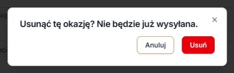 Usuwanie własnej okazji — Anuluj albo Usuń
