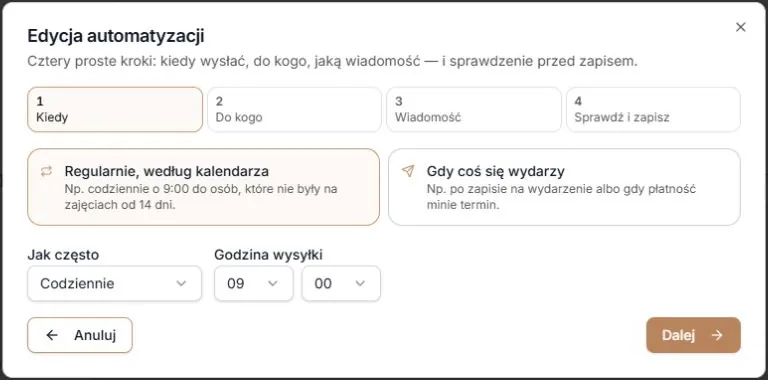 Krok 1 — kiedy wysłać