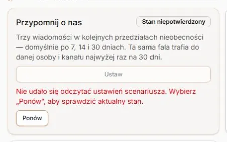 Przypomnij o nas — błąd odczytu i Ponów