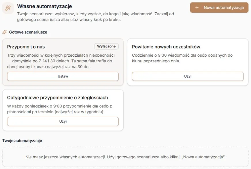 Gotowe scenariusze i lista Twoich automatyzacji