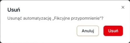 Usuń — sprawdzenie nazwy i potwierdzenie