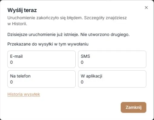 Dzisiejsze uruchomienie już istnieje — poprzedni błąd nie jest sukcesem