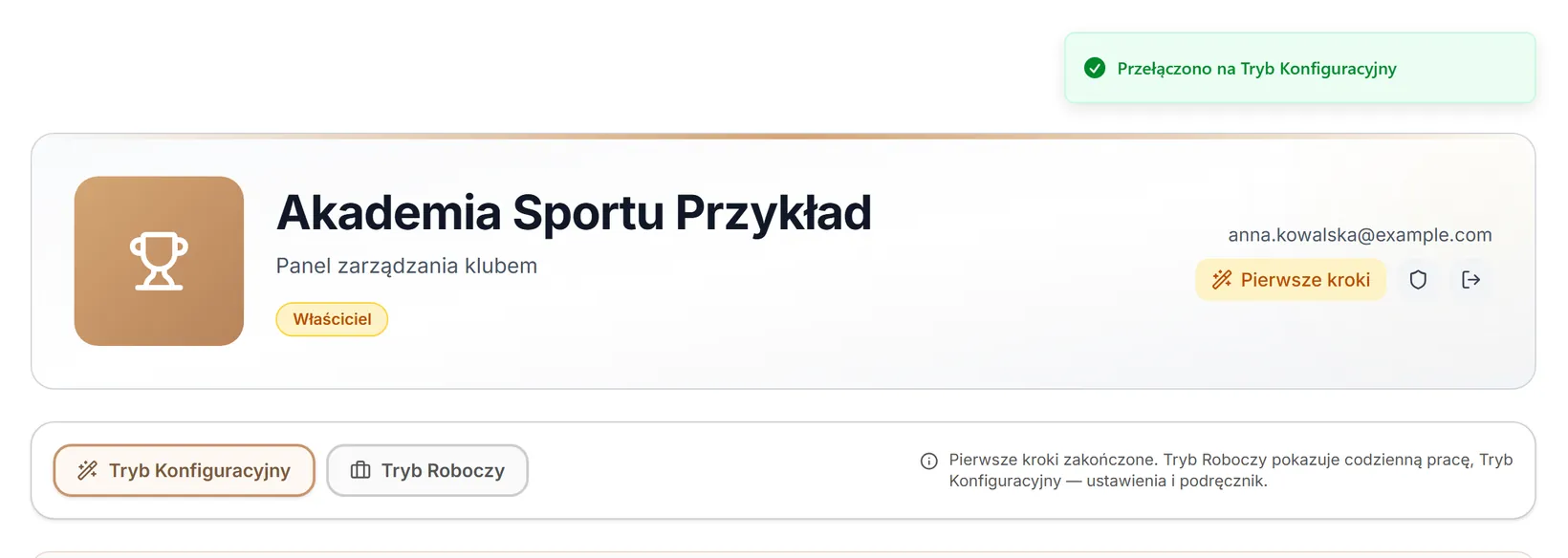 Po powrocie do Trybu Konfiguracyjnego