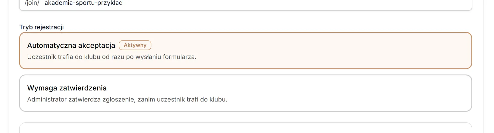 Tryb: automatyczna akceptacja