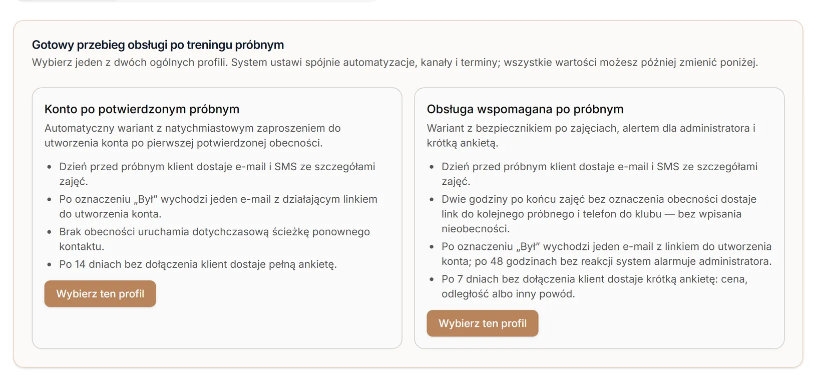 Dwa gotowe przebiegi po treningu próbnym