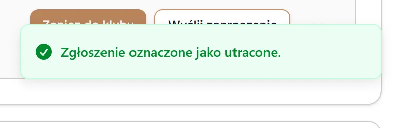 Zgłoszenie oznaczone jako utracone