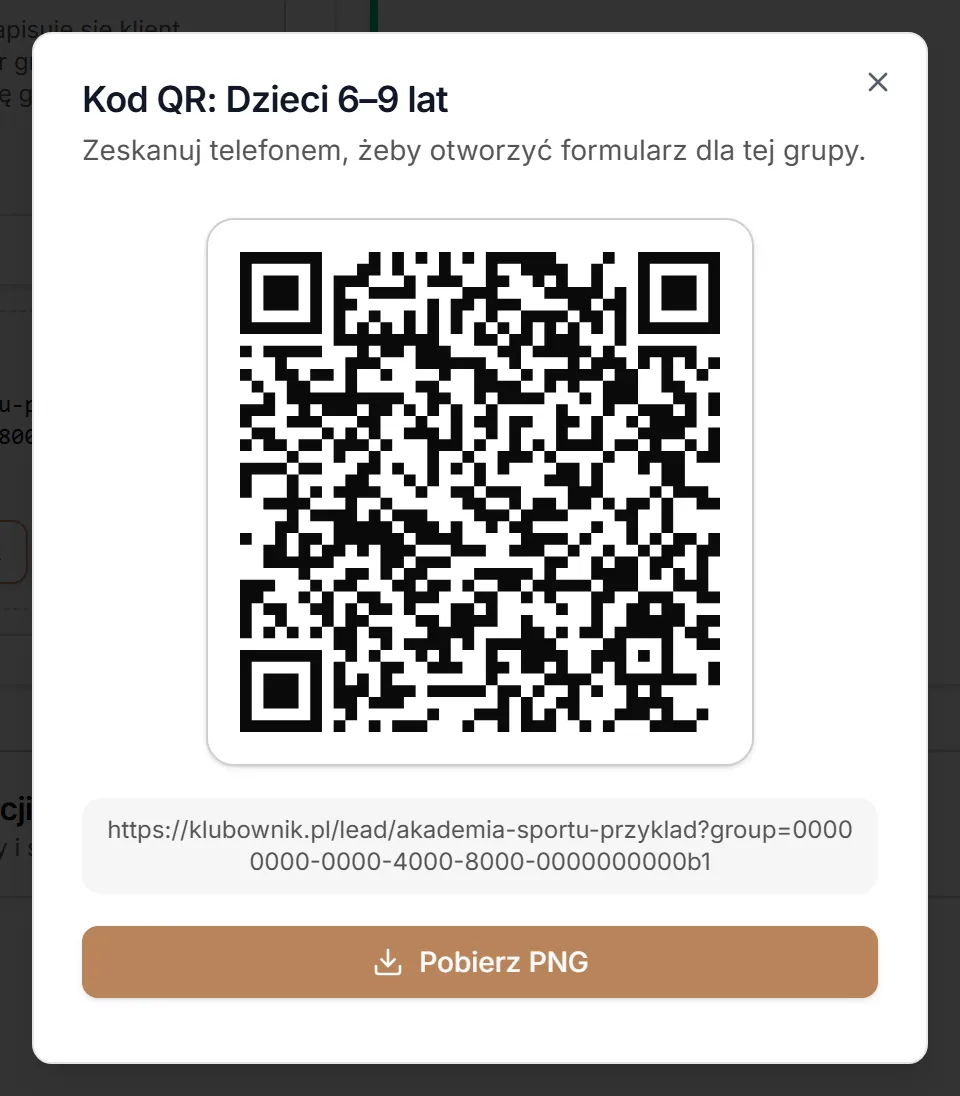 Kod QR linku do grupy
