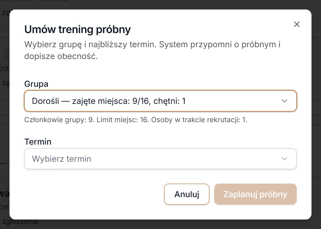 Grupa z wolnymi miejscami
