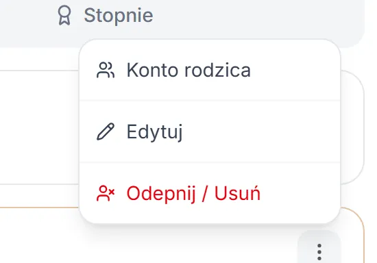 Menu ⋮ przy opiekunie