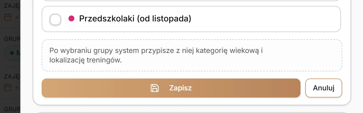Edycja grup w szybkim podglądzie — bez grupy