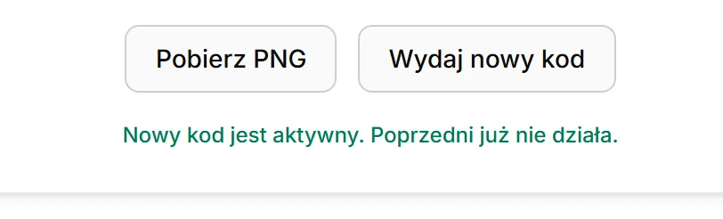 Nowy stały kod wydany