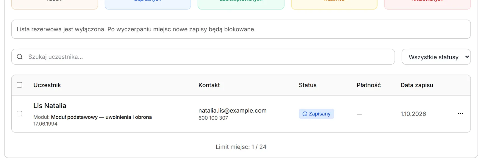 Seminarium — zapis czekający na akceptację