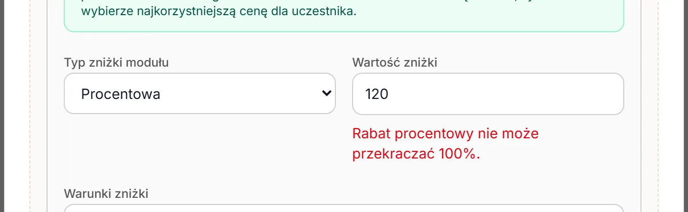 Zniżka procentowa powyżej 100%