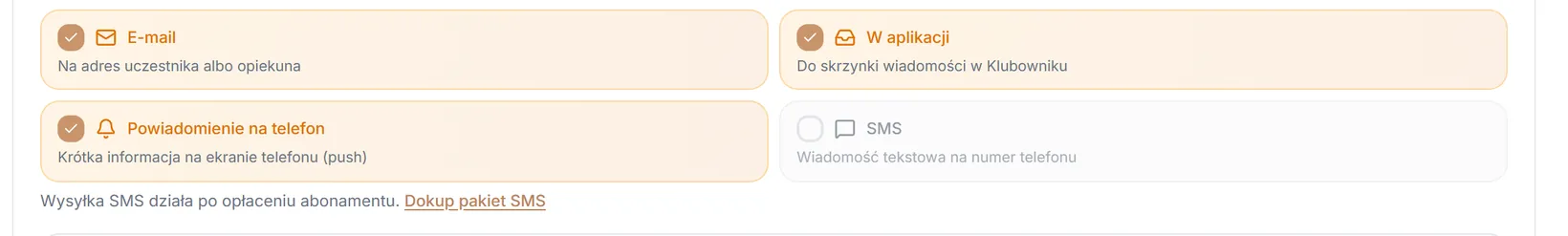 SMS przed opłaceniem abonamentu