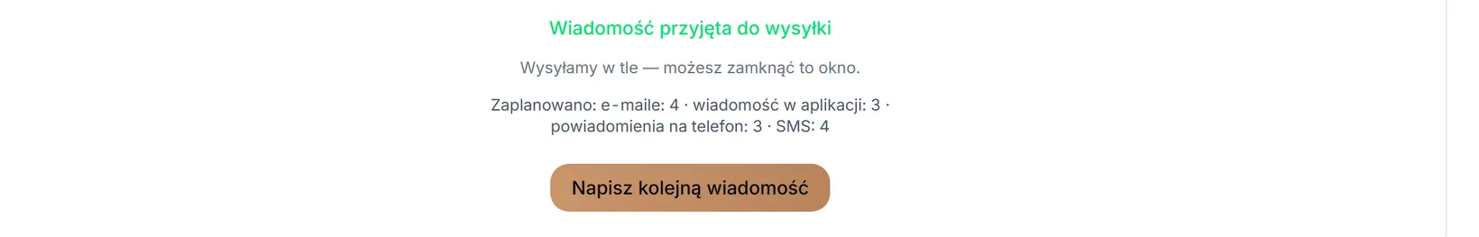 Wiadomość przyjęta do wysyłki
