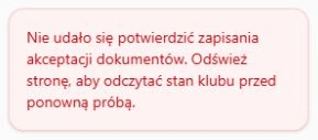 Niepotwierdzony zapis akceptacji — najpierw odczytaj aktualny stan klubu