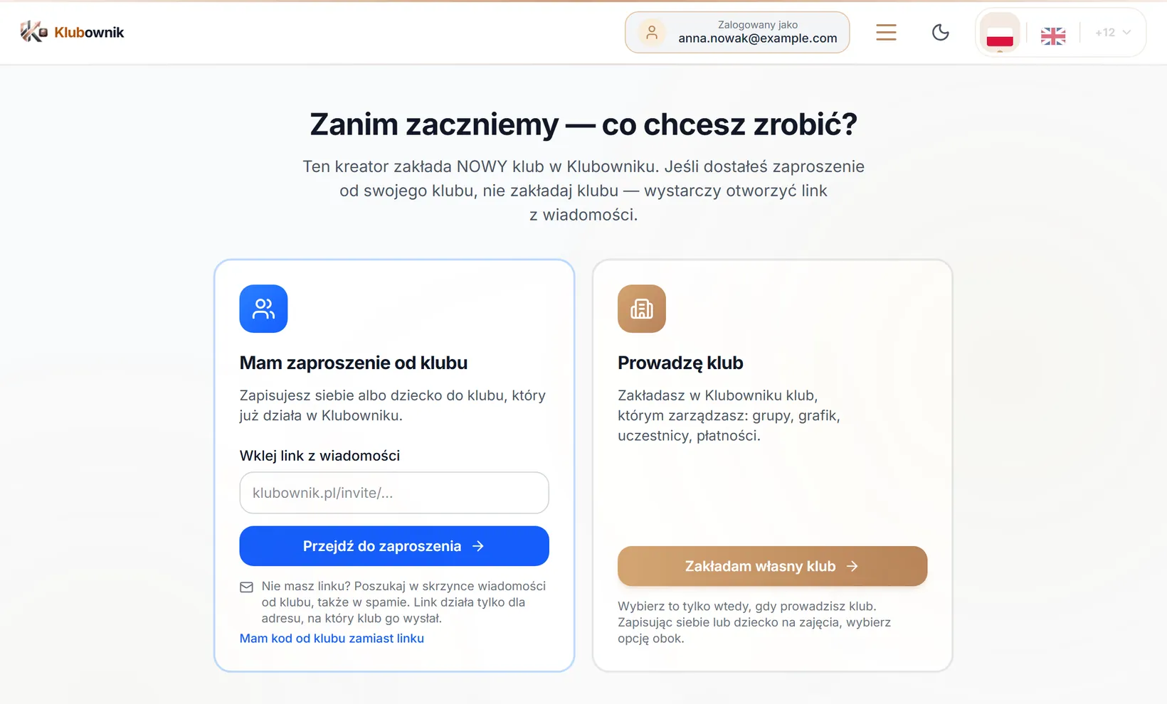 Pytanie „Zanim zaczniemy — co chcesz zrobić?”