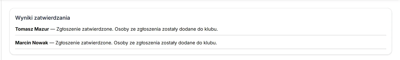 Karta Wyniki zatwierdzania po zatwierdzeniu zbiorczym